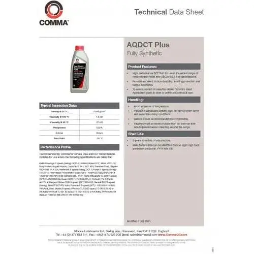Трансмиссионное масло Comma DC TRANS FLUID PLUS 1л - фото 2