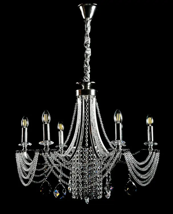 Елегантна підвісна кришталева люстра Splendid Ray L6008/8 (SILVER) - хром, 8xE14, діаметр 75 см, від 14 до 22 м2 - фото 2
