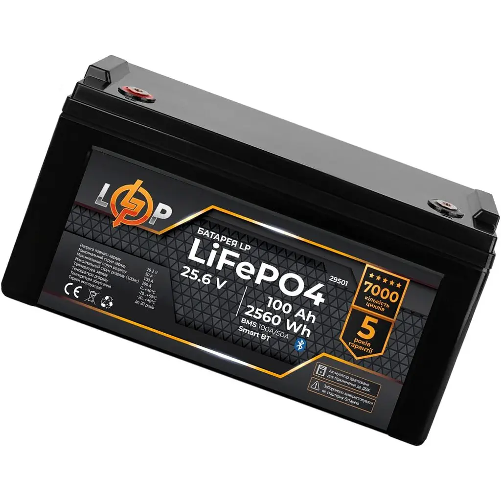 Аккумулятор LogicPower LiFePO4 Smart BT 24V 25.6V/100Ah/2560Wh BMS 100A/50А [29501] [107376] - фото 2