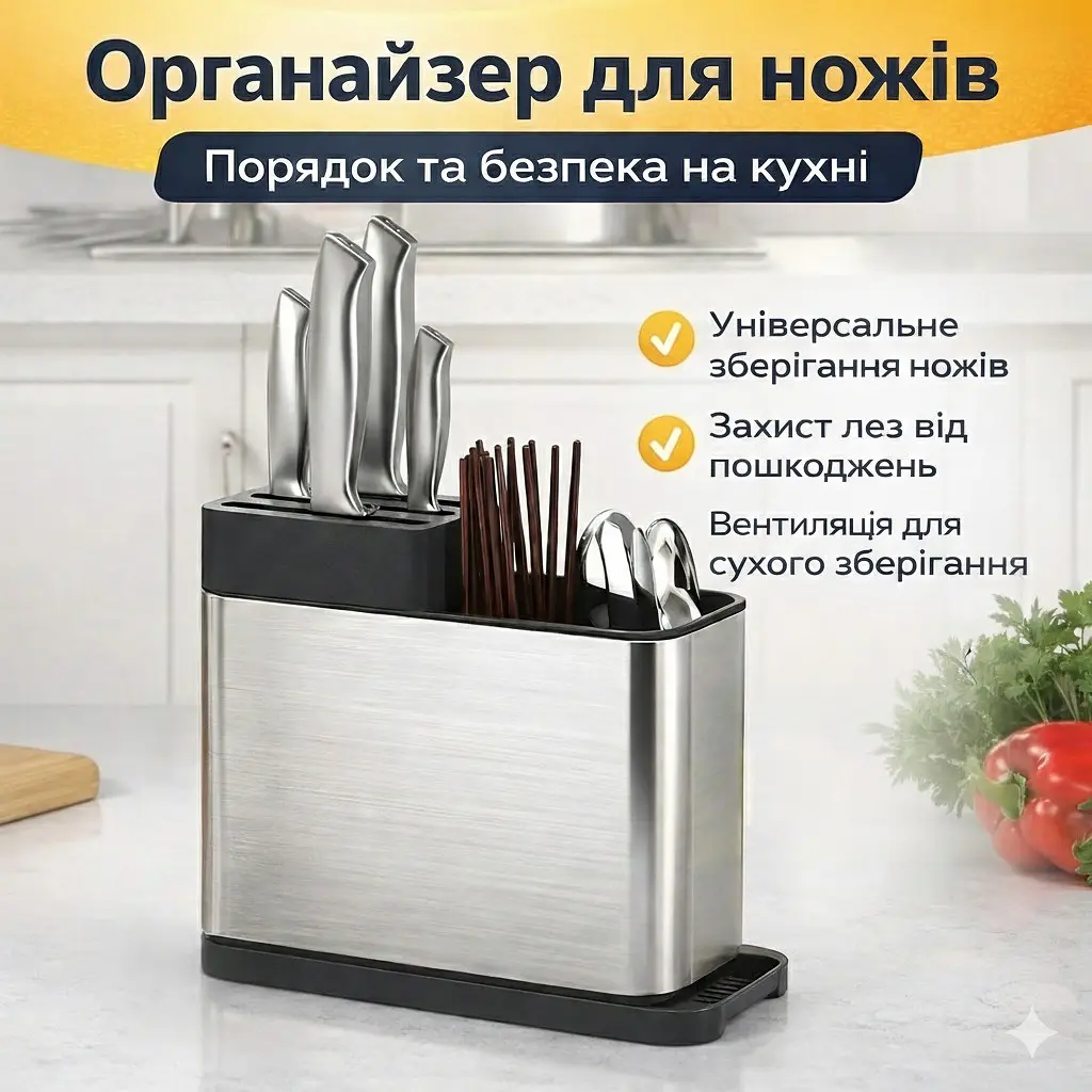 Підставка-органайзер для ножів та столових приборів з легким очищенням AND1588 - фото 4