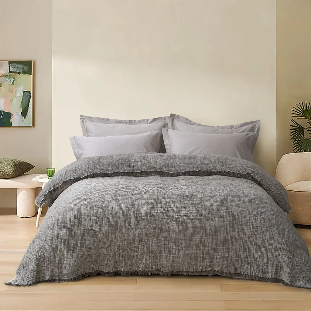 Покрывало Lotus Home - Larna muslin anthracite 160x200 - фото 2