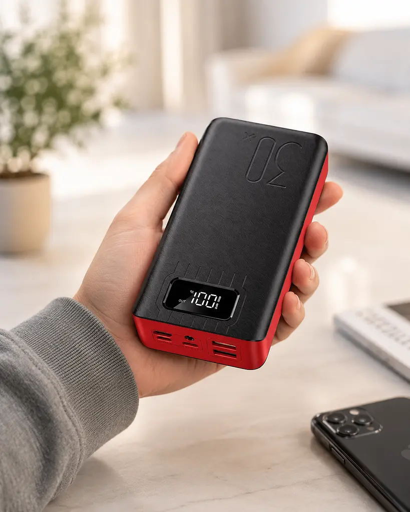 Портативний павербанк 30000 mAh / Зарядний пристрій 5 портів 2xUSB Type-C Lightning Micro-USB / Павербанк для телефону з ліхтариком - фото 2
