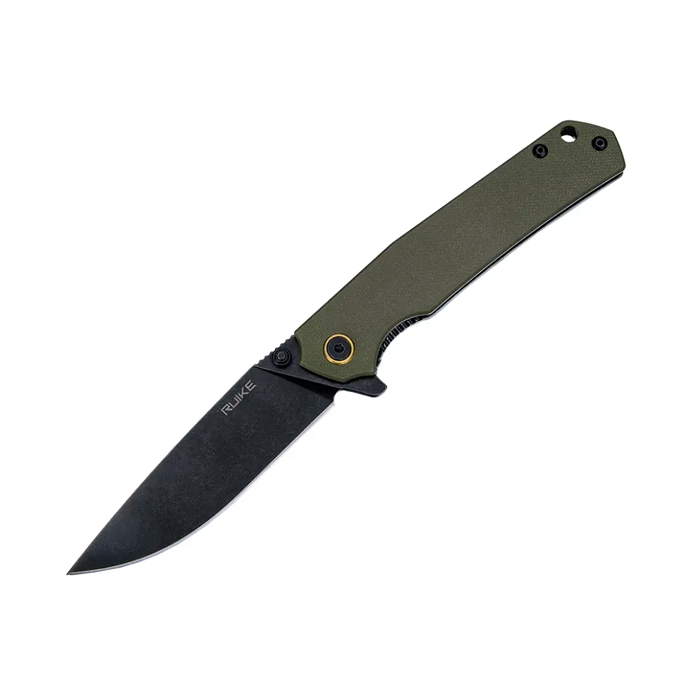 Ніж складаний туристичний Ruike P801-G, (8.6 см) 14C28N/G10 оливковий