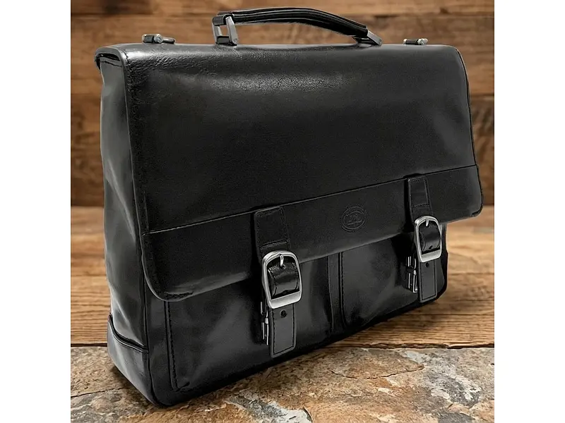 Чоловічий портфель із натуральної шкіри Italico 9276G-35 Чорний 35x27x8 см TONY PEROTTI sum0029070 - фото 8