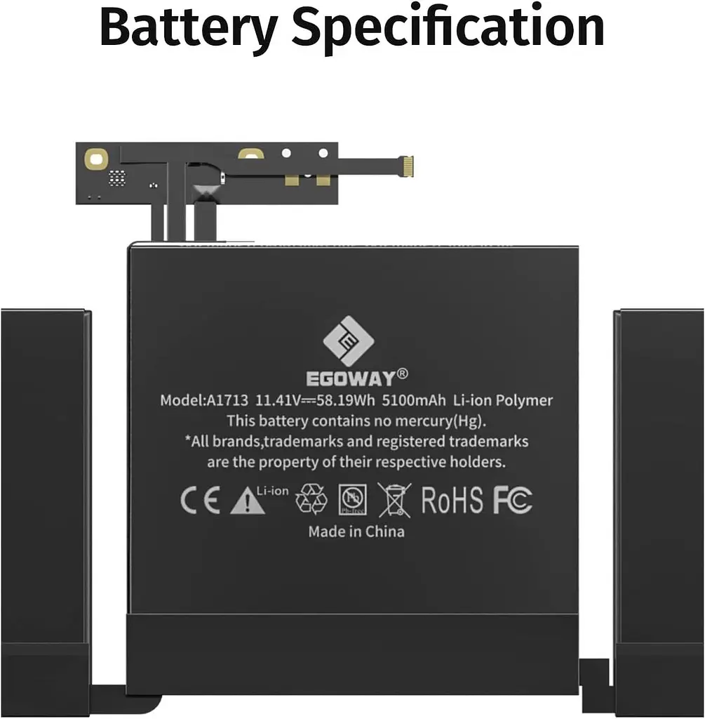 A1708 A2159 A2289 A2338 Аккумулятор, Egoway A1713 A2171 Запасной аккумулятор для MacBook Pro 13 дюймов - фото 6