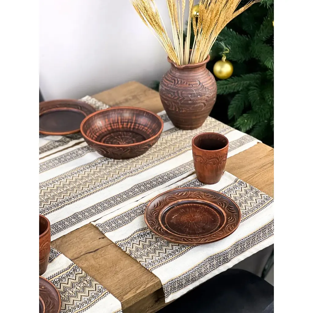 Комплект Різдвяний лляний з українським орнаментом Рандеву-2 Ранер 140х30 см + серветки 30х40 см 3 шт. - фото 2