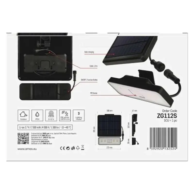 Прожектор EMOS сонячний світлодіодний 1300 лм IP54 4000K PIR (ZG112S) - фото 11