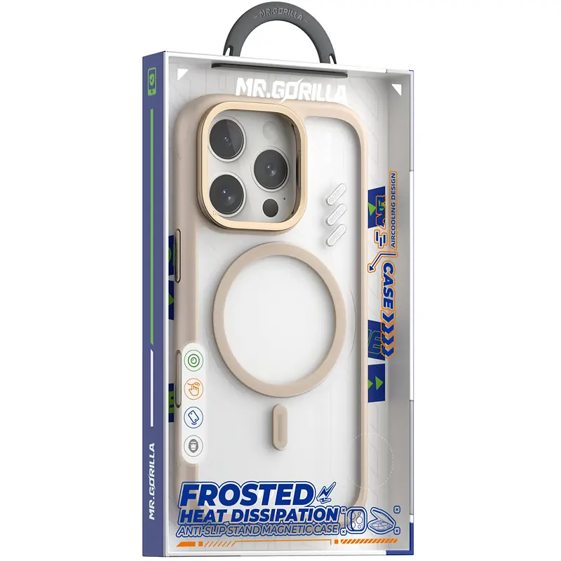 TPU+PC чохол Blueo Frosted Heat Dissipation Stand with MagSafe для Apple iPhone 16 Pro Max (6.9") Золотий / Gold - фото 2
