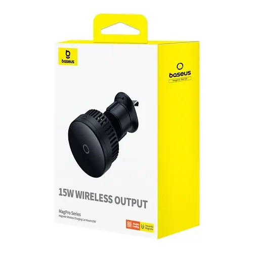 Беспроводное Автомобильное зарядное устройство Baseus MagPro Series Magnetic Wireless Charg Car Air Vent 15W черный - фото 6