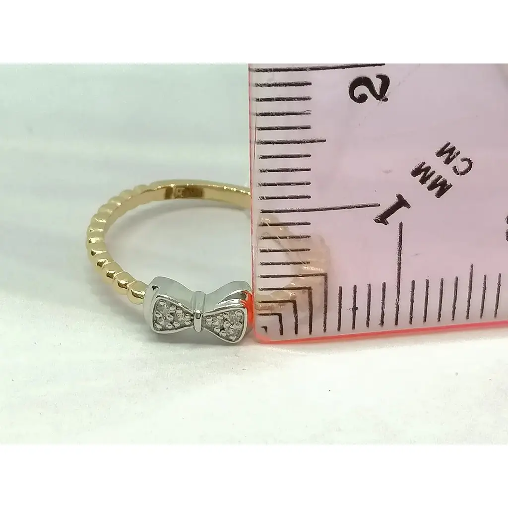 Золоте кільце Харківська ювелірна фабрика Бантик з фіанітами. 700270 15,5 - фото 5