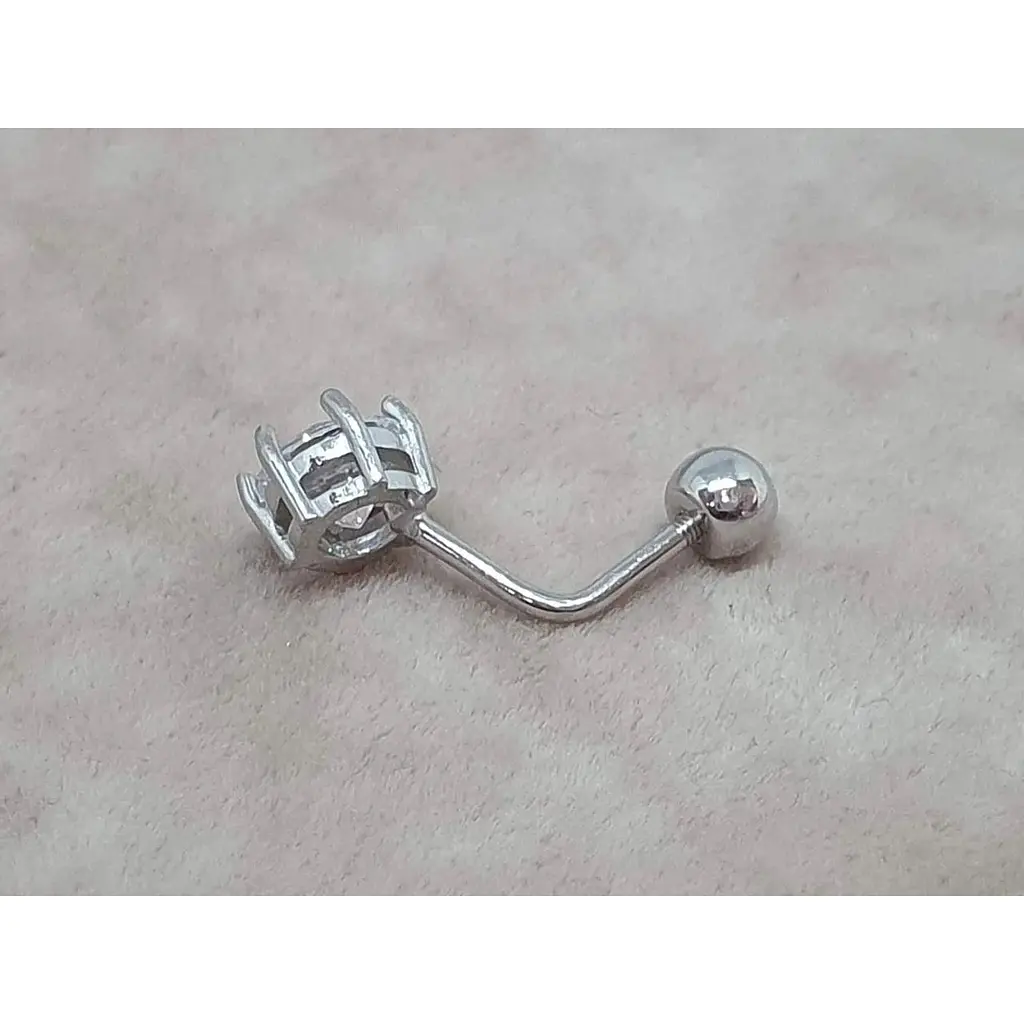 Срібна сережка для пірсингу пупка Umax з фіанітом. 7032U - фото 2