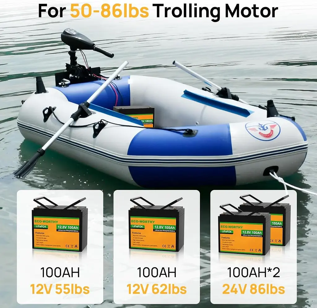 Акумулятор Eco Worthy LiFePO4 12V 100Ah (1280Wh) із вбудованим BMS, 3000+ циклів - фото 5