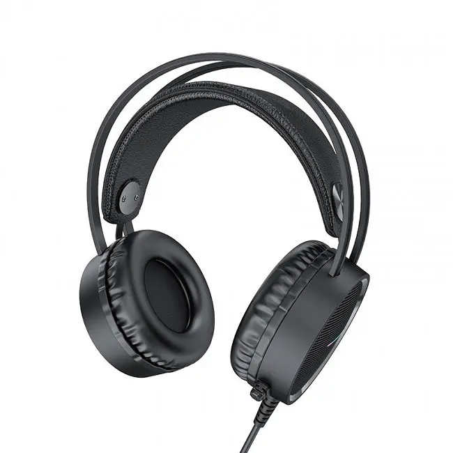 Проводные наушники Hoco W100 Touring с микрофоном и LED подсветкой (Черный) - фото 2