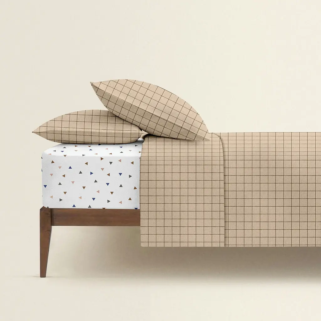 Комплект постільної білизни Cosas Beige geometry CS10 Євро бежевий (CellAshbeige_DeltaColor_200) - фото 2