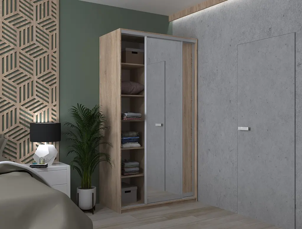 Шафа-купе Doros Сіті Лайт Дуб Cонома 1 ДСП / 1 Дзеркало 120х60х225 (42002035) - фото 5