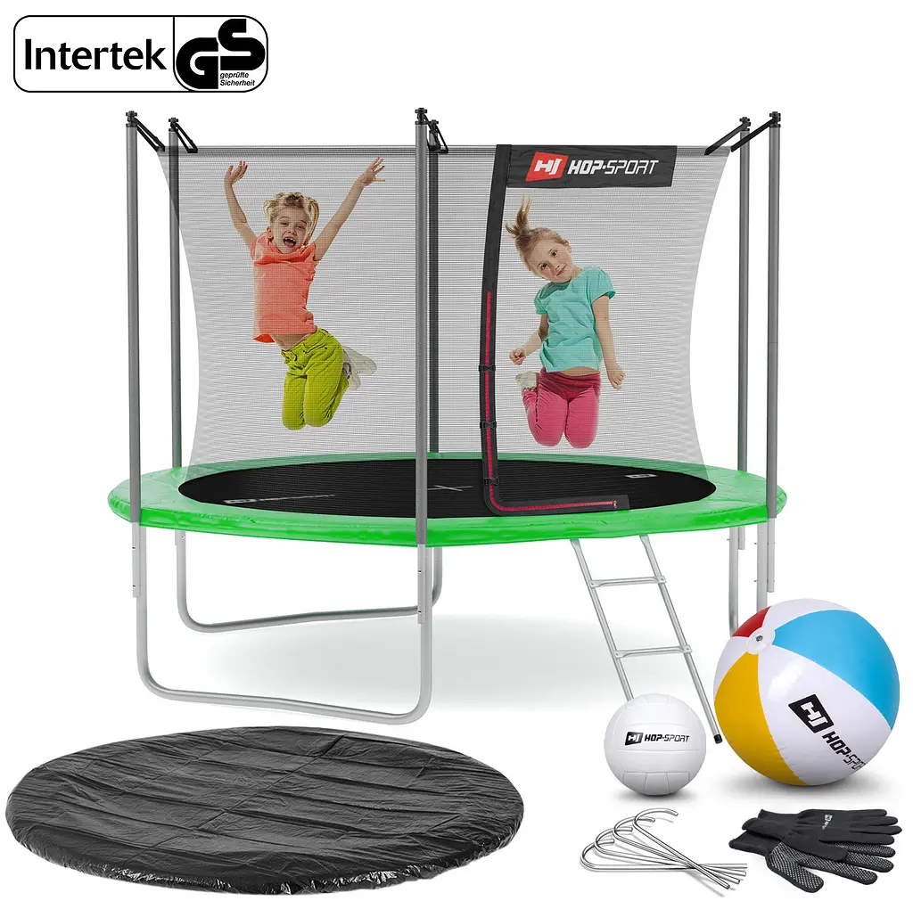 Батут Hop-Sport 10ft (305см) зелений з внутрішньою сіткою - фото 2
