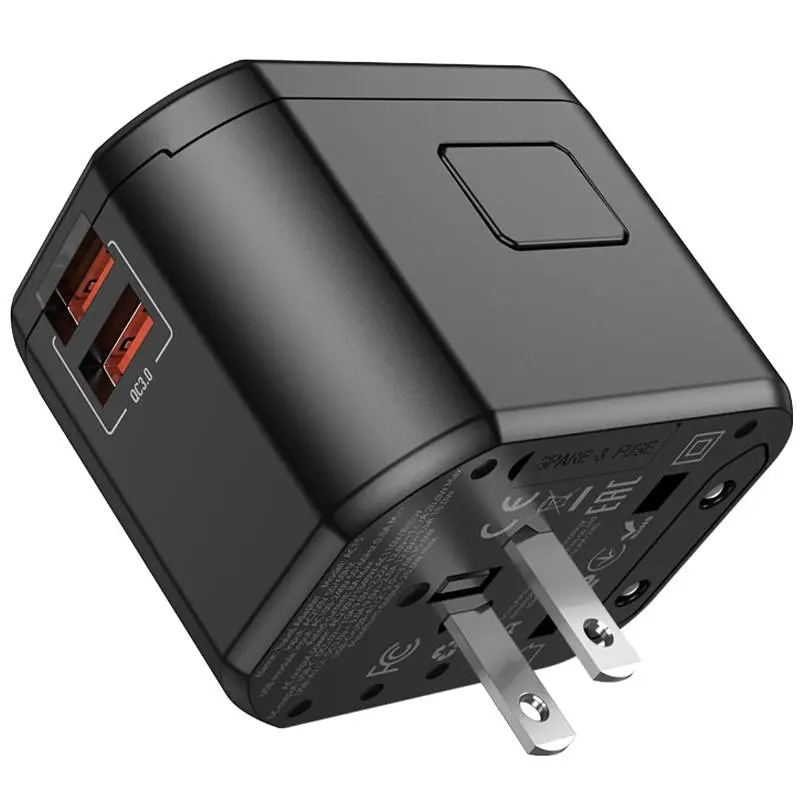 Мережевий універсальний перехідник AC15 Walker PD20W+QC3.0 (2USB-A/1C) (EU) Black Hoco teh0030542 - фото 5