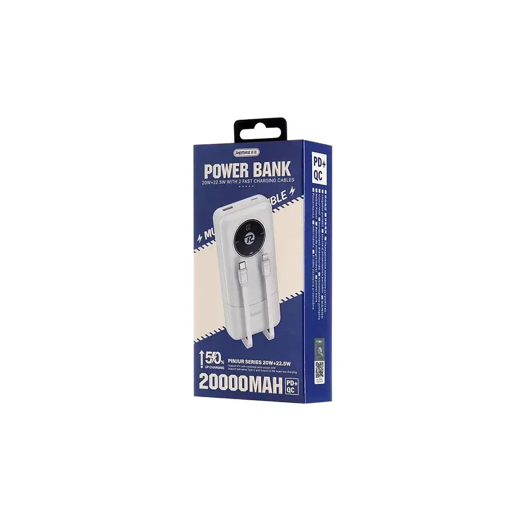 Батарея універсальна Remax 20000mAh, 22.5W, Black (RPP-38 / 45364 / White) - фото 2