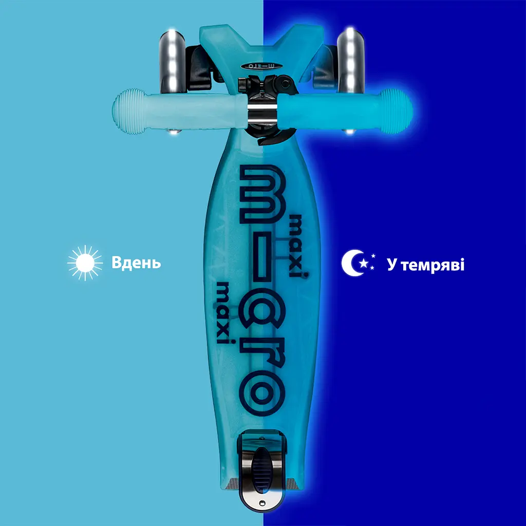 Самокат дитячий Micro Maxi Deluxe Glow LED 3-колісний синій кришталь (MMD366) - фото 8