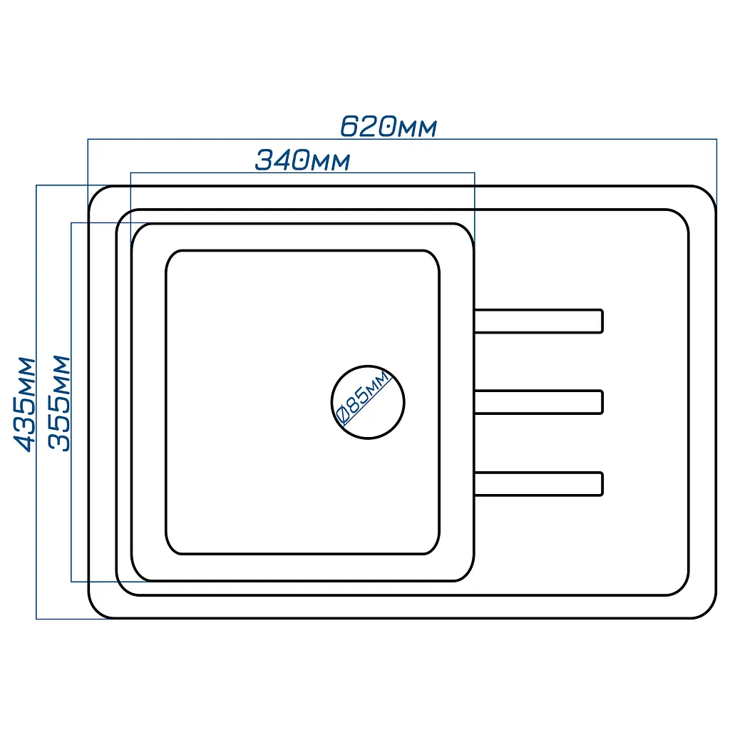 Мийка кухонна Valetti 35N гранітна 620х435 мм біла - фото 6