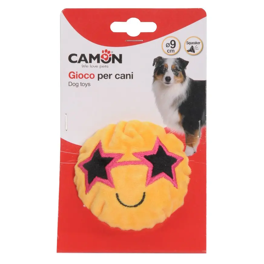 Игрушка для собак Camon мяч Улыбка плюшевая с пищалкой 9 см в ассортименте (AH4006) - фото 2