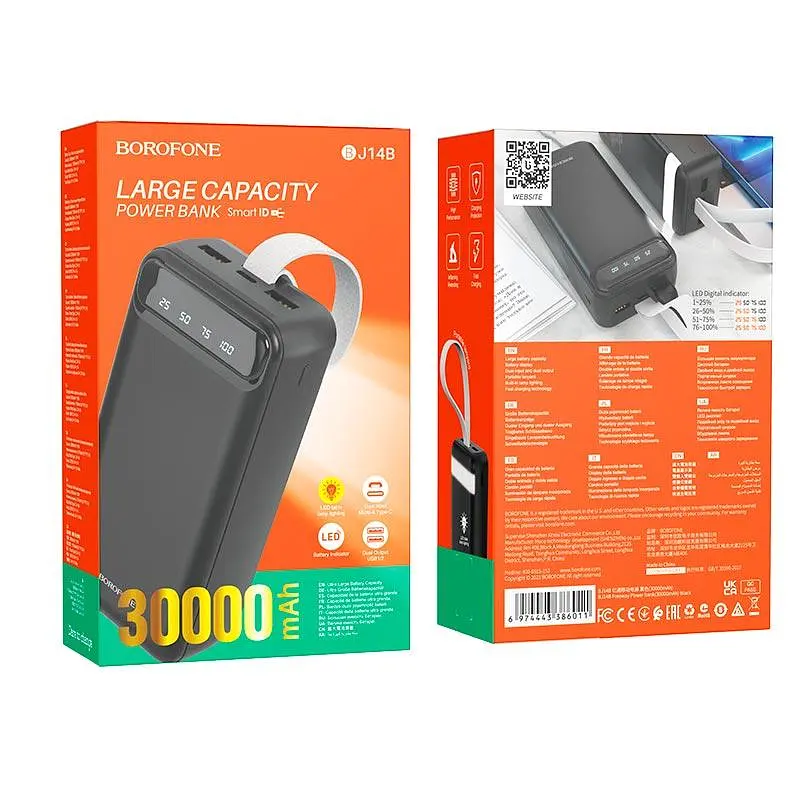 УМБ Borofone Freeway Power bank 30000mAh BJ14B внешняя черная - фото 2