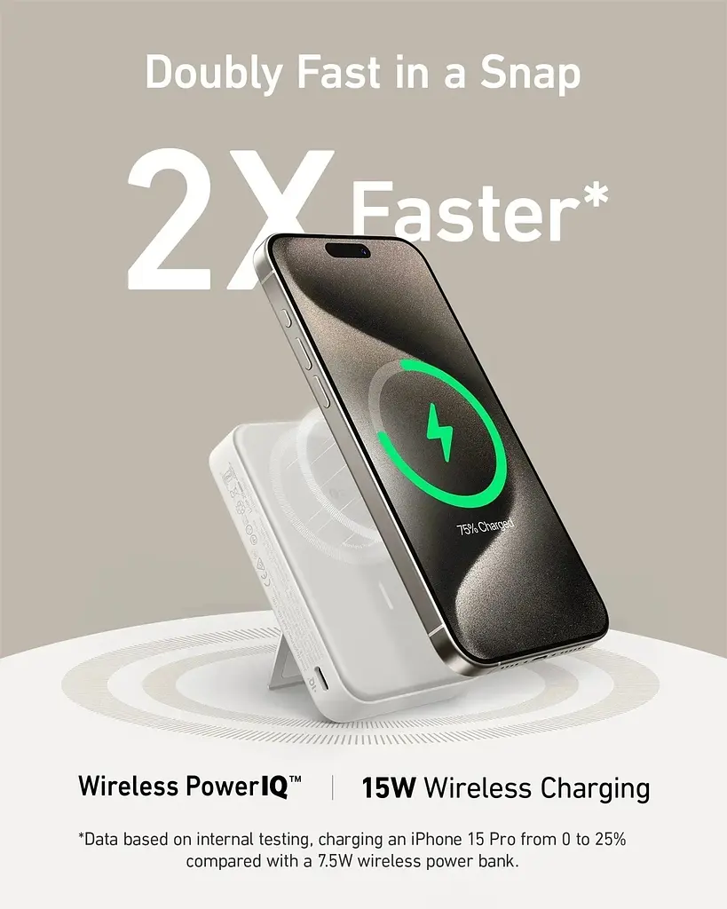 Універсальна мобільна батарея Anker MagGo 10000mAh 27W White (A1654G21) - фото 3