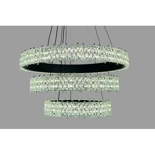 Люстра підвісна Linisoln 1535-50x40x30 BK метал, акрил, круги 50-40-30 см, LED-стрічка, 80 Вт - фото 3