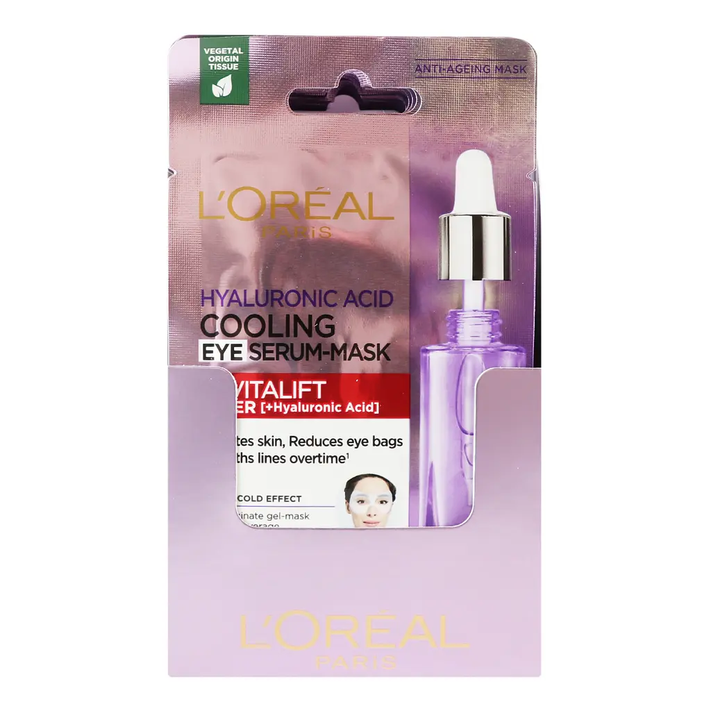 Охолоджувальна тканинна маска-сироватка для шкіри навколо очей L'Oreal Paris Revitalift Filler з гіалуроновою кислотою та кофеїном 11 г - фото 4