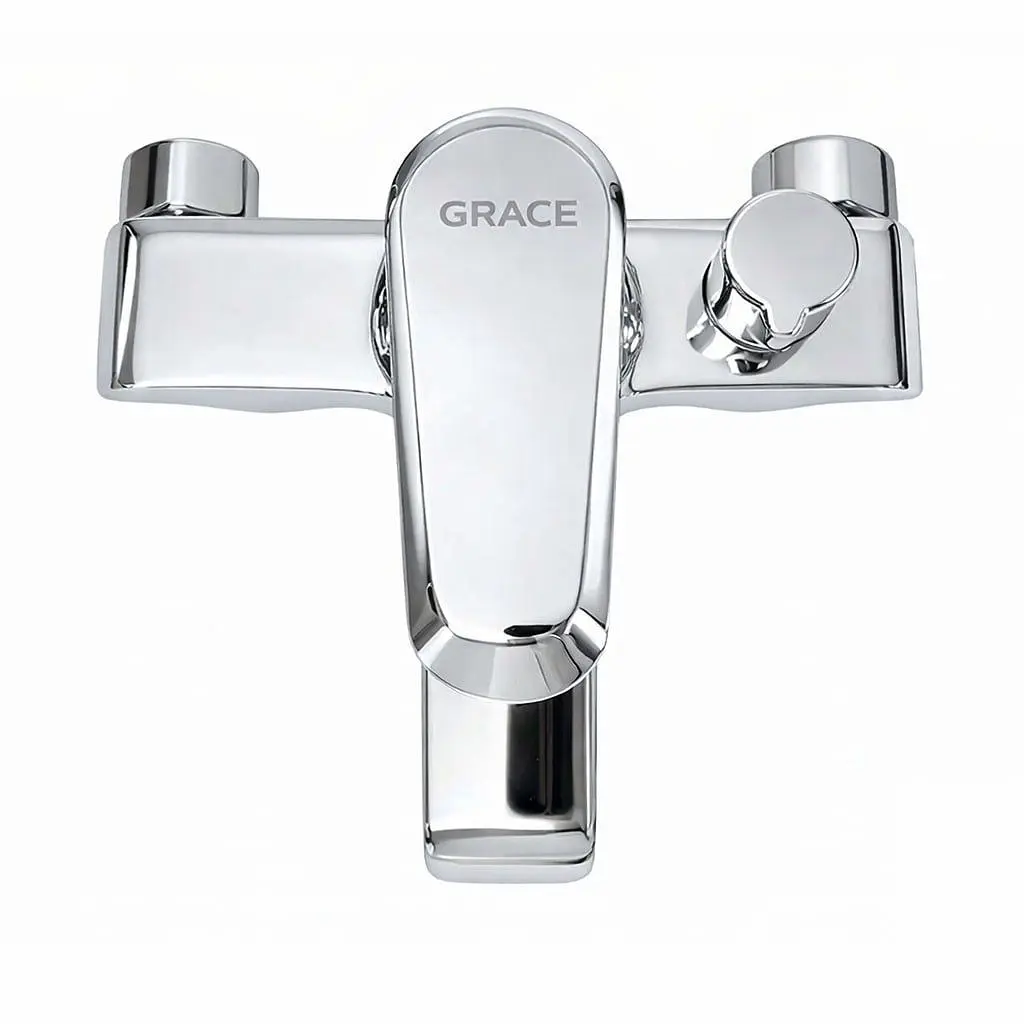Змішувач для ванни Grace Tora з коротким виливом, ручним душем і шлангом хром, Хром - фото 4