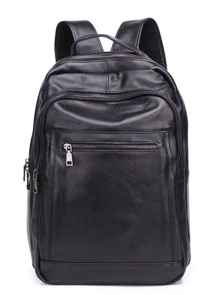 Шкіряний чоловічий рюкзак для ноутбука та поїздок чорний Tiding Bag D3-93438 - фото 2