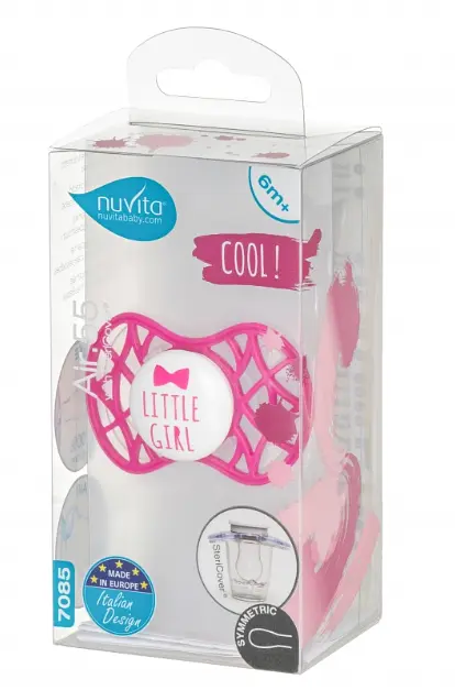 Силиконовая симметричная пустышка Nuvita Air55 Cool Little Girl, 6-12 мес., фуксия (NV7085SI) - фото 4
