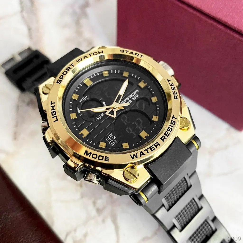 Наручний годинник чоловічий 739 Black-Gold Sanda acs0030961 - фото 4