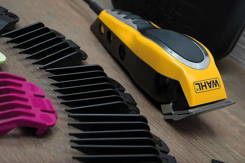 Moser Машинка для стрижки Wahl Close Cut Pro Clipper, від мережі, вібраційний мотор, насадок-6, кейс, сталь, жовтий - фото 6