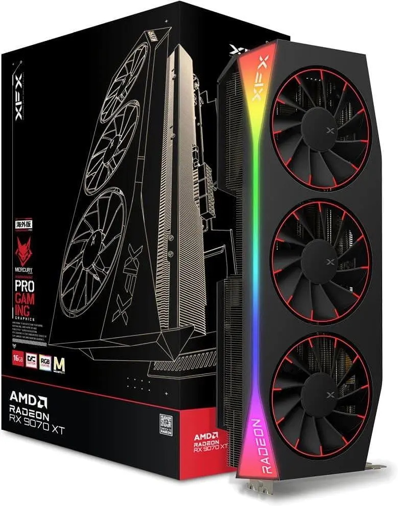 Відеокарта XFX AMD Radeon RX 9070 XT 16GB Mercury OC Magnetic Air Edition with RGB (RX-97TMARGB9) (GDDR6, 256 bit, PCI-E v5.0 x16) - фото 5
