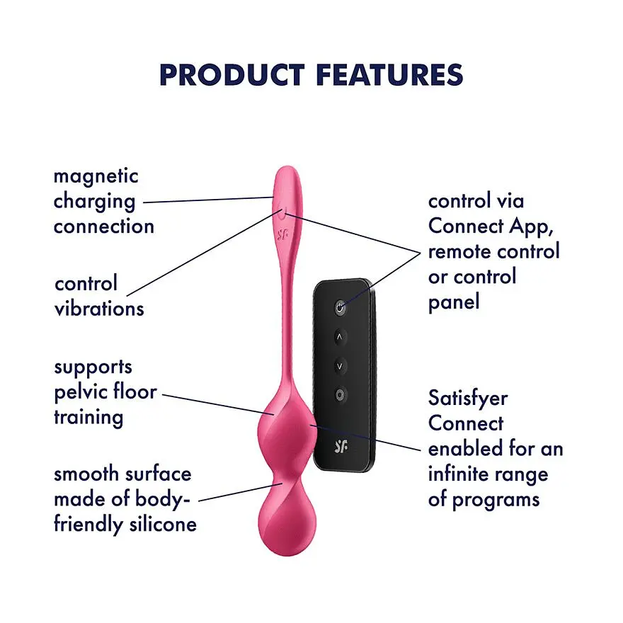 Вагінальні смарт-кульки з вібрацією Satisfyer Love Birds 2 Connect App Red, 86 г, пульт ДК Satisfyer SX0571 99893 - фото 5