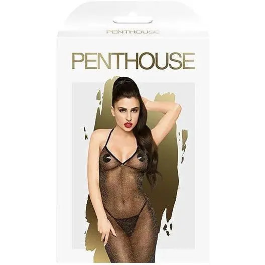 Сукня в підлогу з люрексовою ниткою і стрінгами Penthouse - Love on Fire Black S/M - фото 3