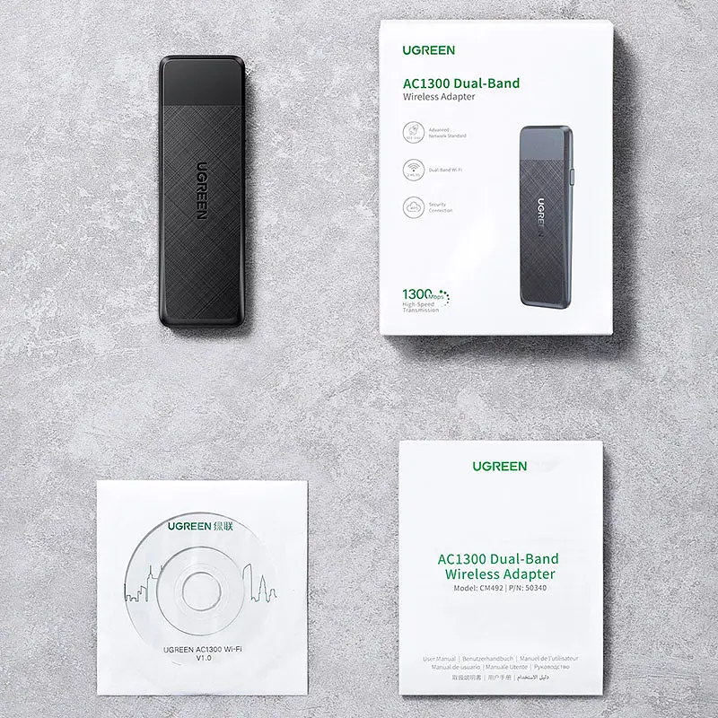 Адаптер Ugreen Wi-Fi AC1300 2.4GHz&5GHz USB 3.0 CM492 Black - фото 4