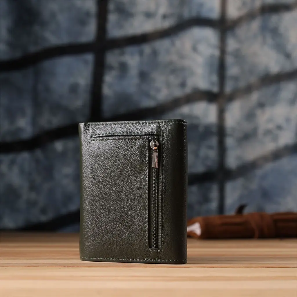 Стильний гаманець середнього розміру із натуральної шкіри ST Leather 23075 зелений - фото 10