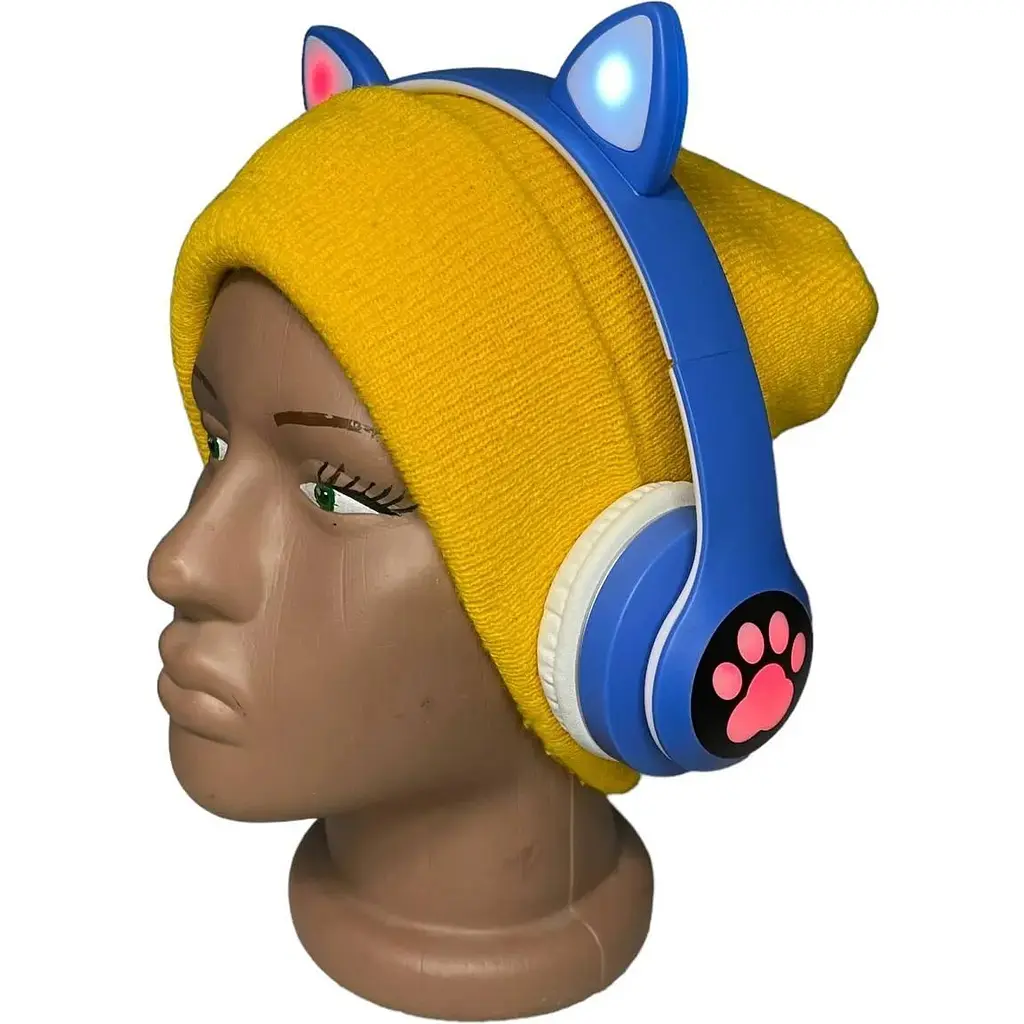 Бездротові навушники Opt-Top cat ear vzv-23m з підсвічуванням + FM-радіо + MicroSD Bluetooth сині (1756375582) - фото 5