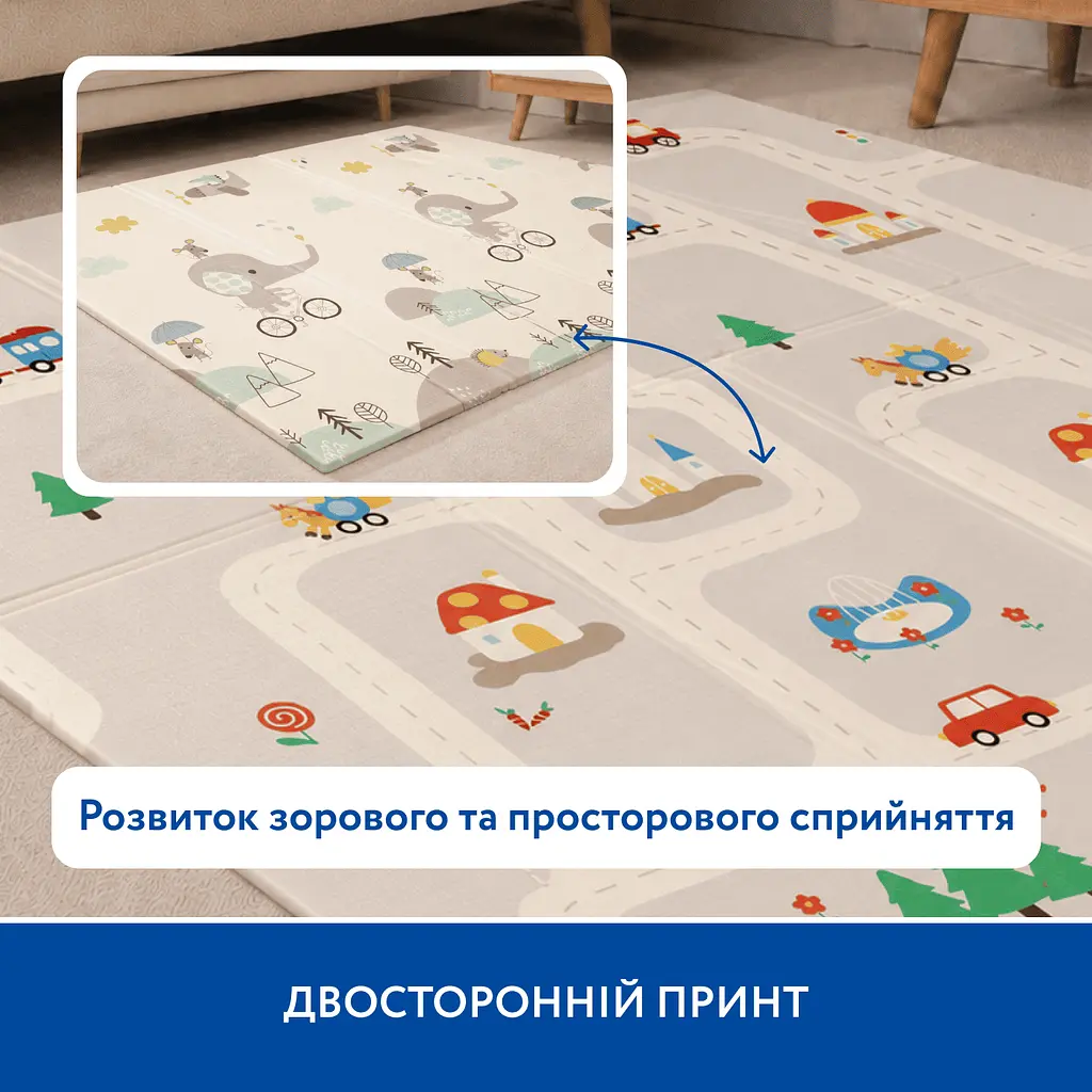 Уцінка. Двосторонній ігровий термокилимок Piccolino Транспорт 150х180х1 см (26000002)  - фото 3