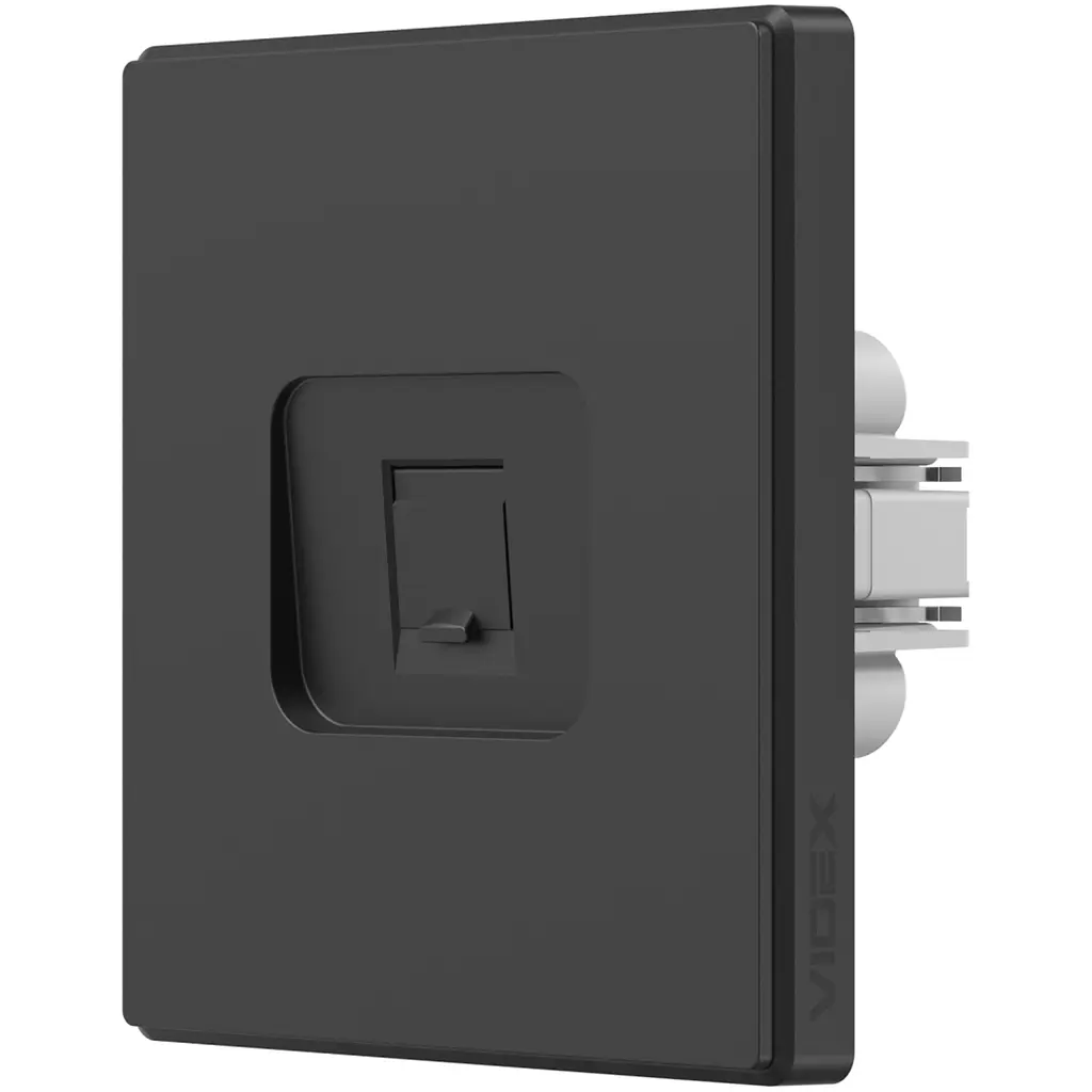 Розетка Videx Nota CAT6e одинарна комп'ютерна вугільно-чорна (VF-NT-SK1PC6-BL)  - фото 2