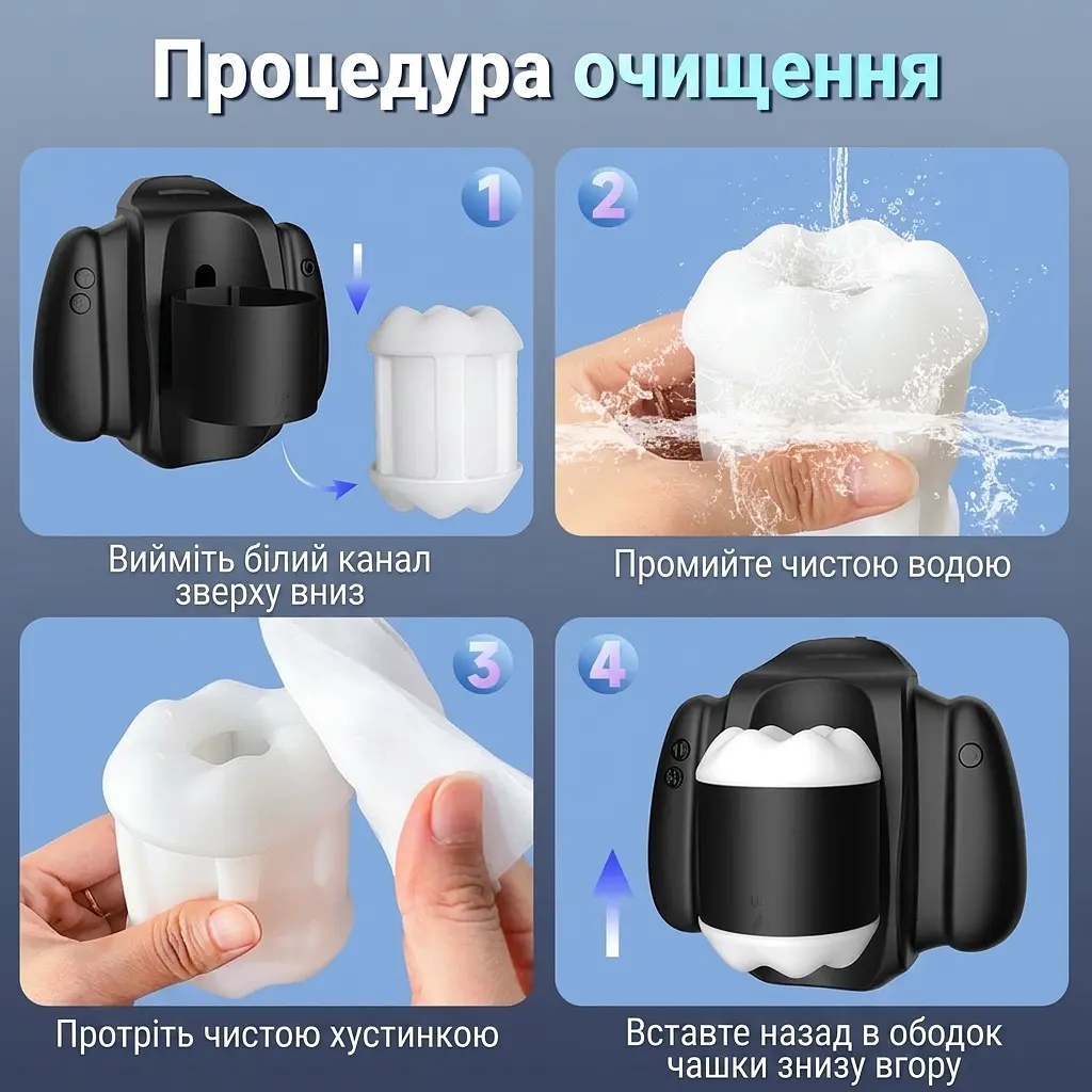 Автоматичний мастурбатор HANDYCUM з тримачем для телефону 9 режимів 3 швидкості TPE Чорний - фото 7