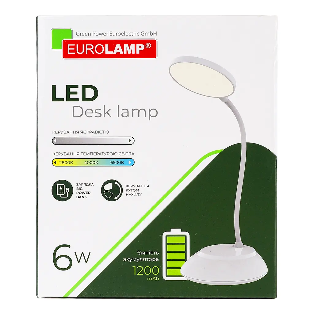 Настольная лампа Eurolamp LED SMART с аккумулятором, 6W, 2800-6500K dimmable, USB Type-C, белый (LED-TLB-6W(white)USB) - фото 4
