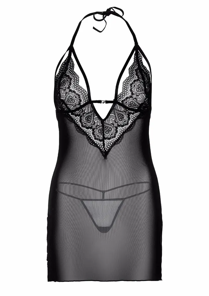 Сексуальний комплект Daring Intimates Strappy Lace Babydoll With G-String L/XL (чорний) - фото 8