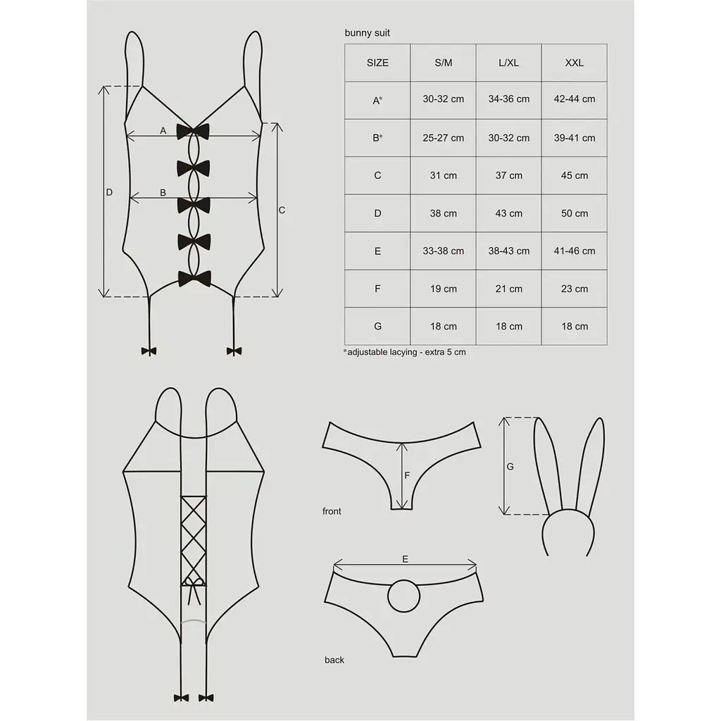 Еротичний костюм зайчика Obsessive Bunny suit 4 pcs costume Pink S/M, рожевий - фото 7