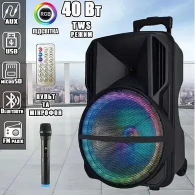 Портативна акустика XPRO MD19-12L бездротовий мікрофон пульт FM SB TF AUX (MER-15725_2718) - фото 4