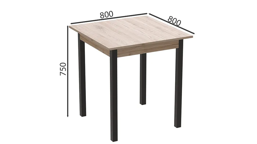 Стіл кухонний Ferrum-decor Агата 75x80x80 Чорний ДСП Сан-Марино 16мм (FRD-105637) - фото 3