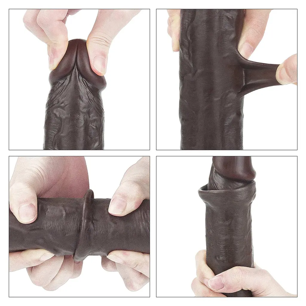 Фалоімітатор LoveToy Sliding Skin 24 см коричневий - фото 18