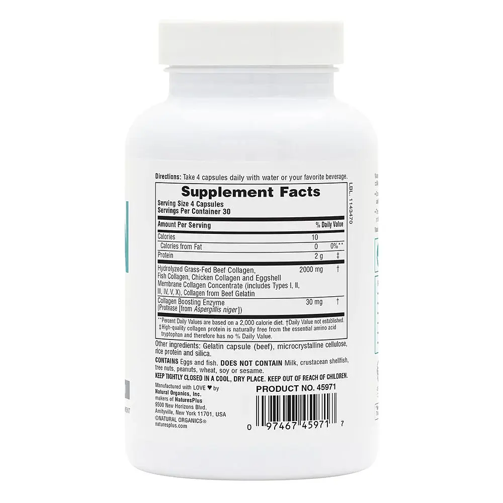 Пептиди колагену Natures Plus Collagen Peptides (Type I, II, III, IV, V, X), 120 капсул - фото 2